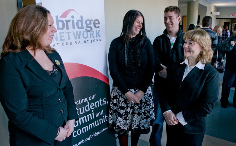 Dianna Barton with students while attending a Bridge Network at UNB
